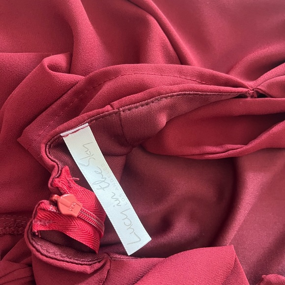 Lucy In the Sky Double Tie Wrap Dress in Burgundy - Picture 4 of 4